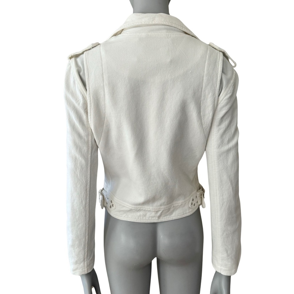 BLANKNYC Cropped Moto Bomber Jacket 100% Cotton “So Icy” White Style 68KG5172NOK - Picture 10 of 15